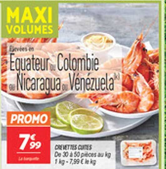 Crevettes cuites de l’Équateur, Colombie, Nicaragua, Venezuela