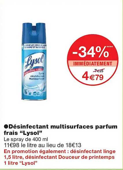 Désinfectant multisurfaces parfum frais “Lysol”