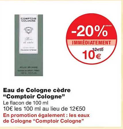 Eau de Cologne cèdre “Comptoir Cologne”