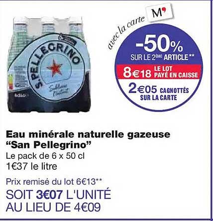 Eau minérale naturelle gazeuse “San Pellegrino”