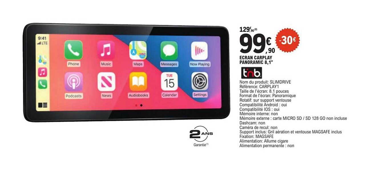ECRAN CARPLAY PANORAMIC 8,1"