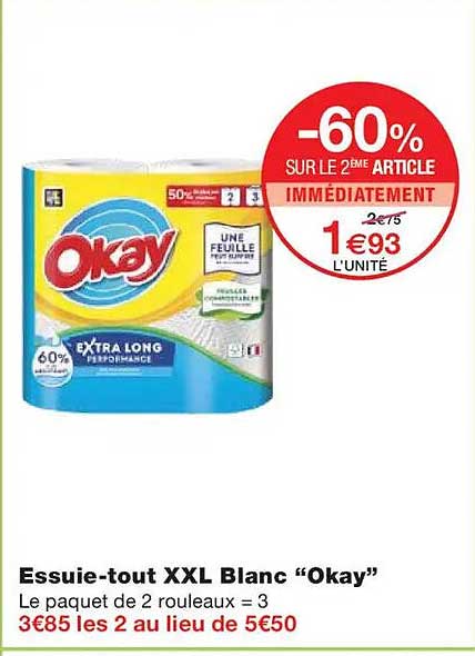 Essuie-tout XXL Blanc “Okay”