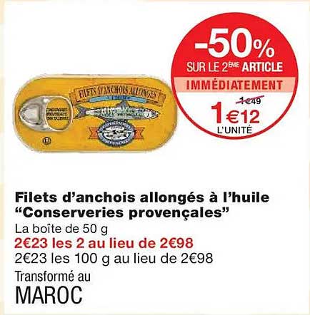Filets d’anchois allongés à l’huile “Conserveries provençales”