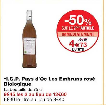 I.G.P. Pays d’Oc Les Embruns rosé Biologique