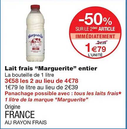 Lait frais “Marguerite” entier