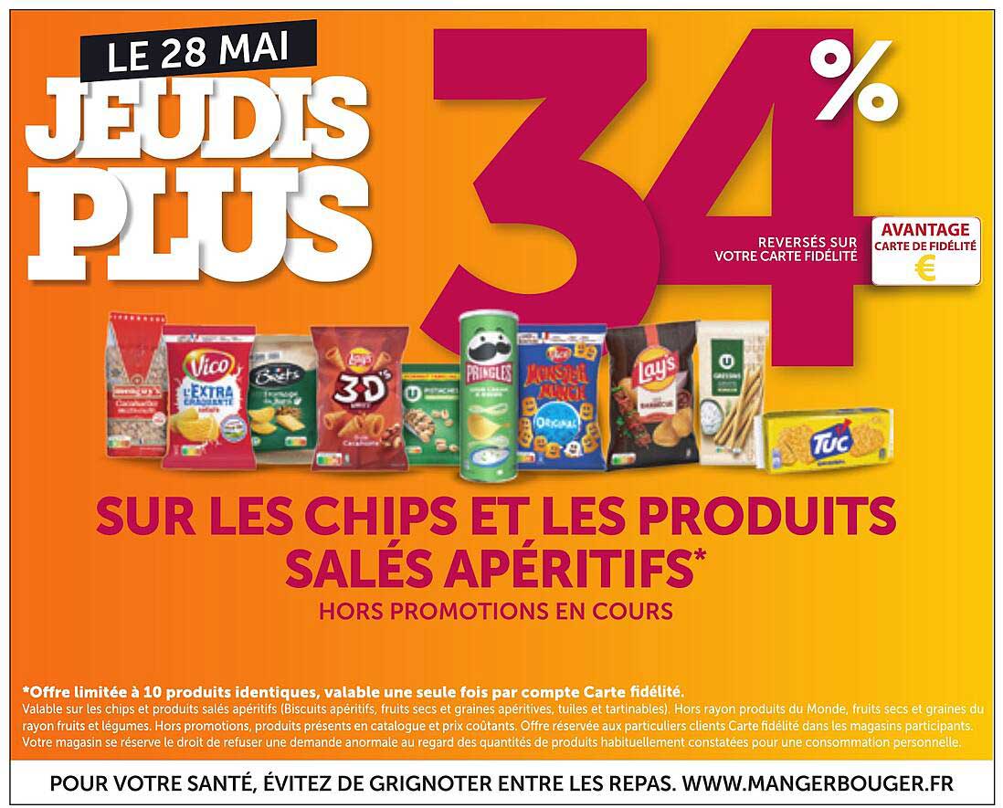 LE 28 MAI JEUDIS P’TITS 34% REVERSÉS SUR VOTRE CARTE FIDÉLITÉ