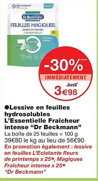 Lessive en feuilles hydrosolubles L’Essentielle Fraîcheur intense “Dr Beckmann”
