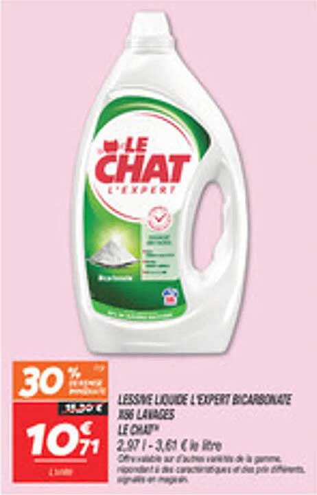 LESSIVE LIQUIDE L'EXPERT BICARBONATE 150 LAVAGES LE CHAT