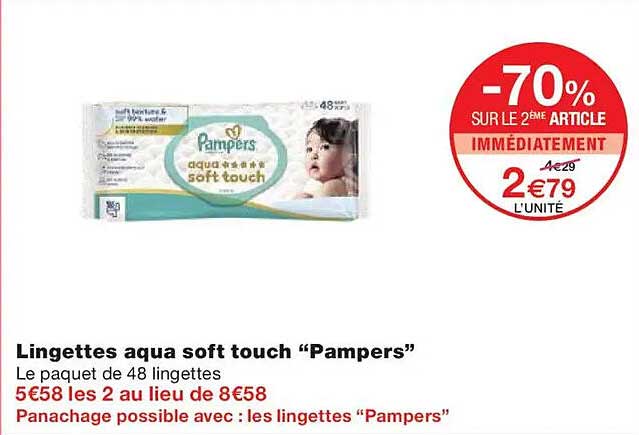 Lingettes aqua soft touch “Pampers”