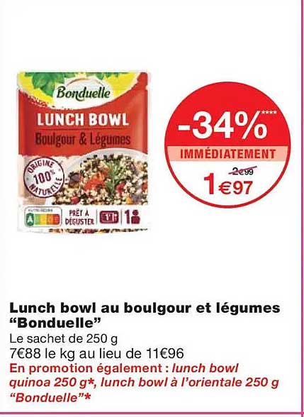 Lunch bowl au boulgour et légumes “Bonduelle”