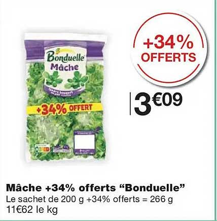 Mâche +34% offerts “Bonduelle”