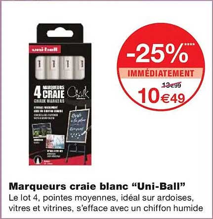 Marqueurs craie blanc “Uni-Ball”