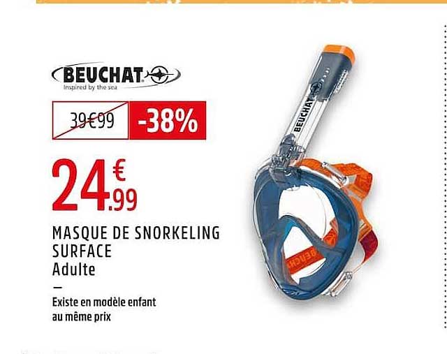 MASQUE DE SNORKELING SURFACE Adulte