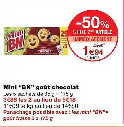 Mini "BN" goût chocolat