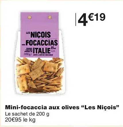 Mini-focaccia aux olives “Les Nicois”