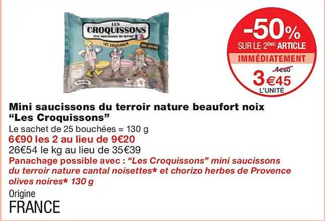 Mini saucissons du terroir nature beaufort noix “Les Croquissons”