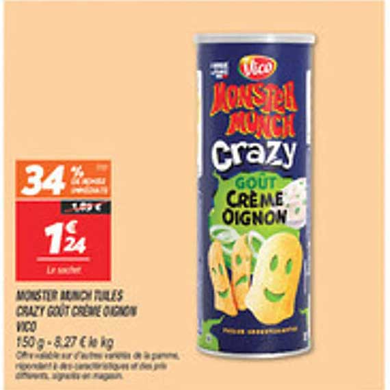 MONSTER MUNCH CRAZY GOÛT CRÈME OIGNON VICO