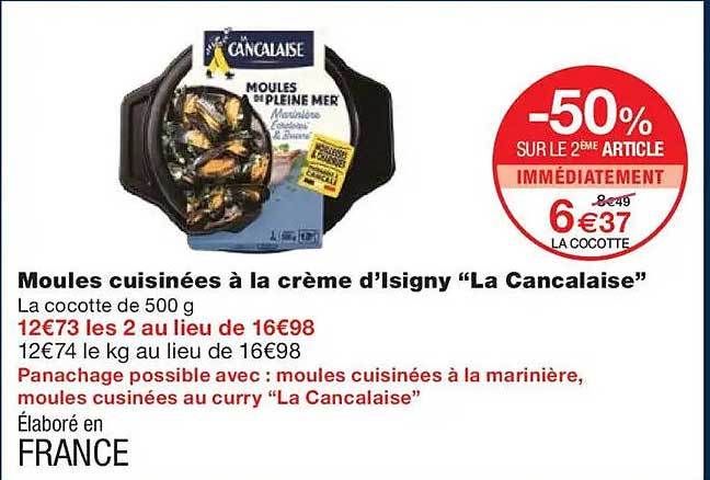 Moules cuisinées à la crème d’Isigny “La Cancalaise”