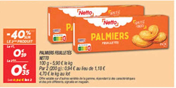 PALMIERS FEUILLETÉS NETTO