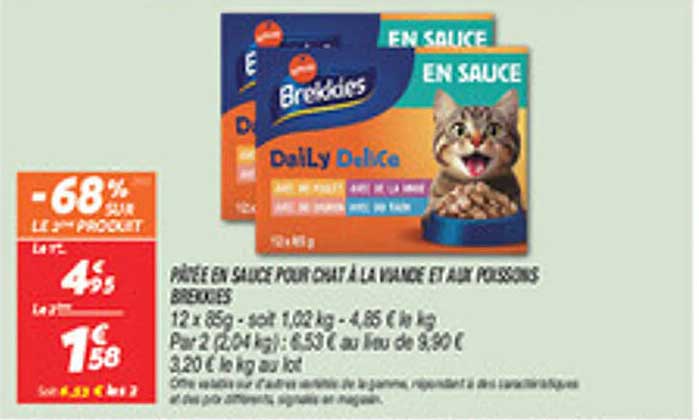 PÂTÉ EN SAUCE POUR CHAT À LA VIANDE ET AUX POISSONS BRIKIES