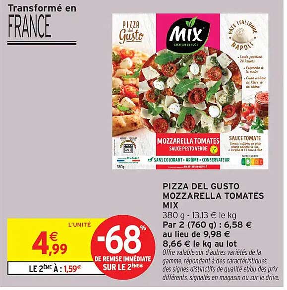 PIZZA DEL GUSTO MOZARELLA TOMATES MIX