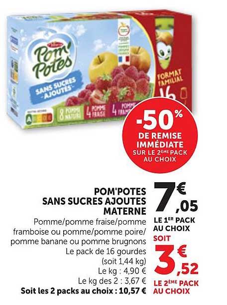 POM'POTES SANS SUCRES AJOUTES MATERNE
