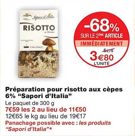 Préparation pour risotto aux cèpes 6% “Sapori d’Italia”