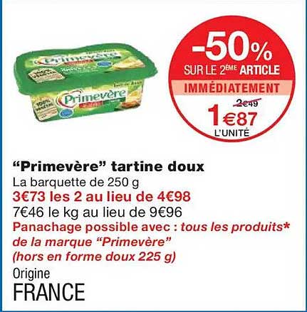 “Primevère” tartine doux