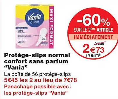 Protège-slips normal confort sans parfum “Vania”