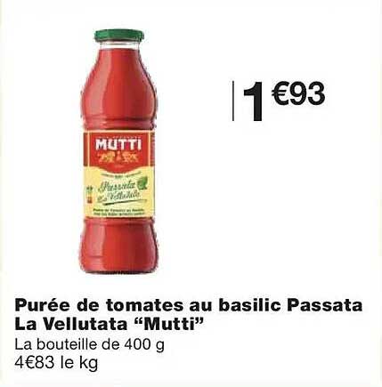 Purée de tomates au basilic Passata La Vellutata “Mutti”