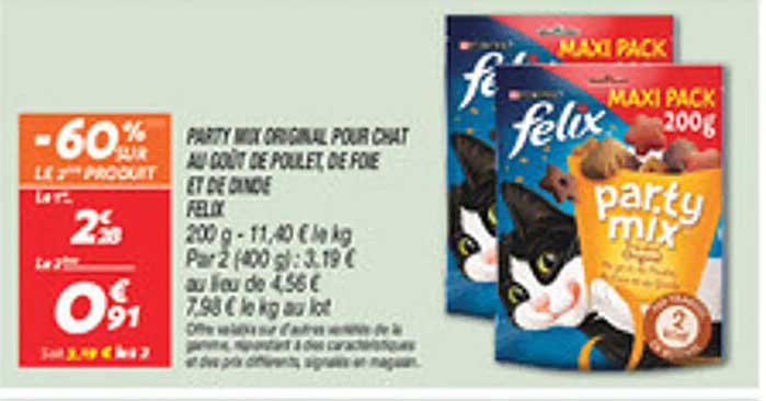 PURRY MIX ORIGINAL POUR CHAT AU BON DE POULET, DE FOIE ET DE BŒUF FELIX