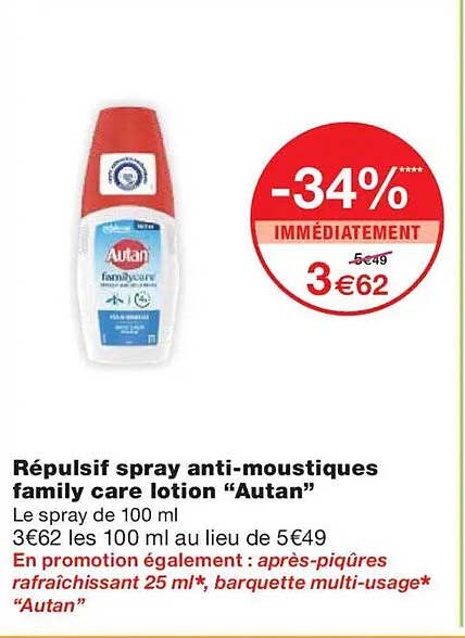 Répulsif spray anti-moustiques family care lotion “Autan”