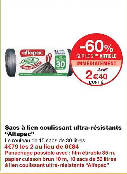 Sacs à lien coulissant ultra-résistants “Alfapac”