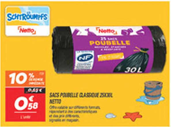 SACS POUBELLE ÉLASTIQUE 30L NETTO