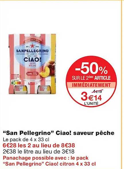 “San Pellegrino” Ciao! saveur pêche