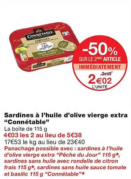 Sardines à l'huile d'olive vierge extra “Connétable”