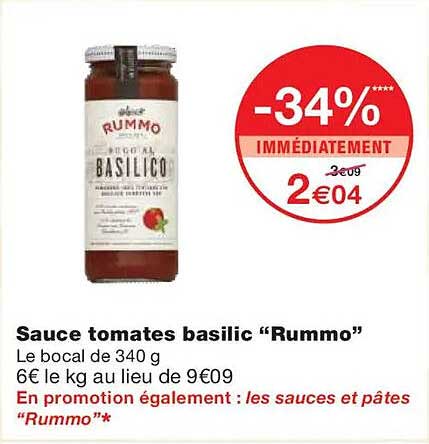 Sauce tomates basilic “Rummo”
