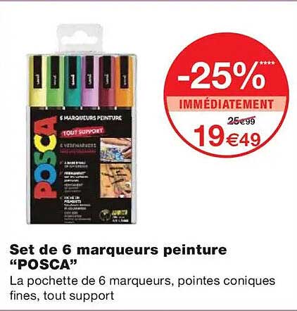 Set de 6 marqueurs peinture "POSCA"