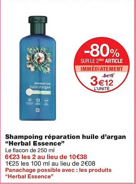 Shampooing réparation huile d’argan “Herbal Essence”