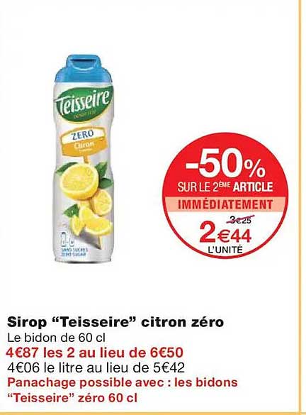 Sirop “Teisseire” citron zéro