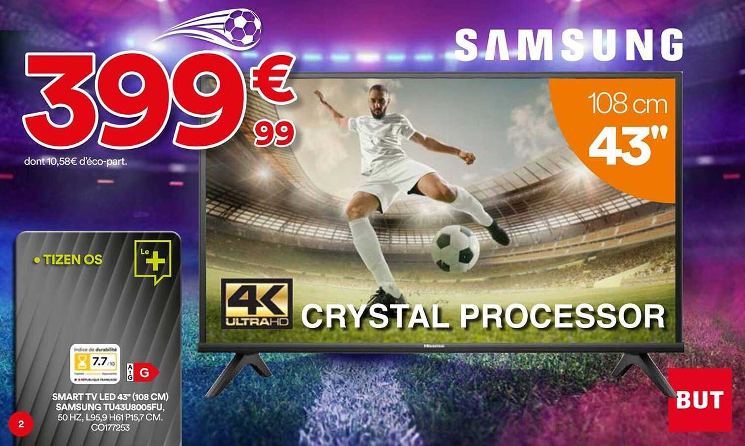 SMART TV LED 43" (108 CM) SAMSUNG TU43U8005FU, 50 HZ, L95,9 H61 P15,7 CM, C0177253