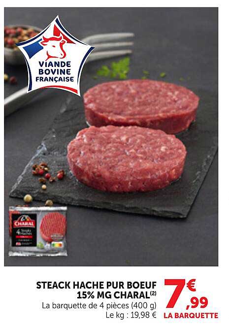 STEACK HACHE PUR BOEUF 15% MG CHARAL(2)