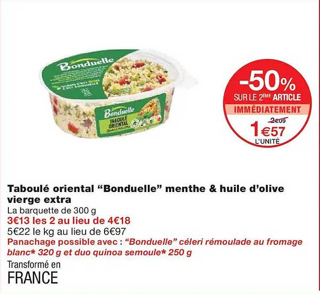 Taboulé oriental “Bonduelle” menthe & huile d’olive vierge extra