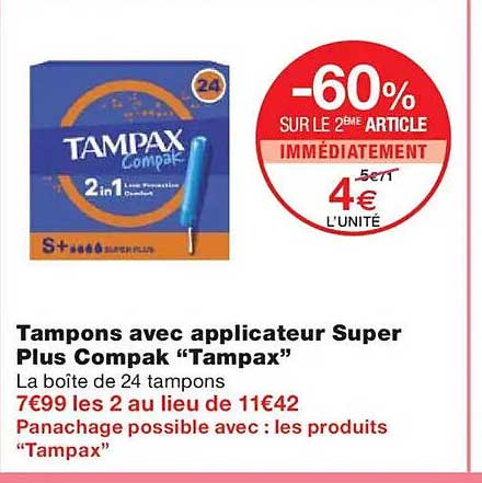 Tampons avec applicateur Super Plus Compak “Tampax”