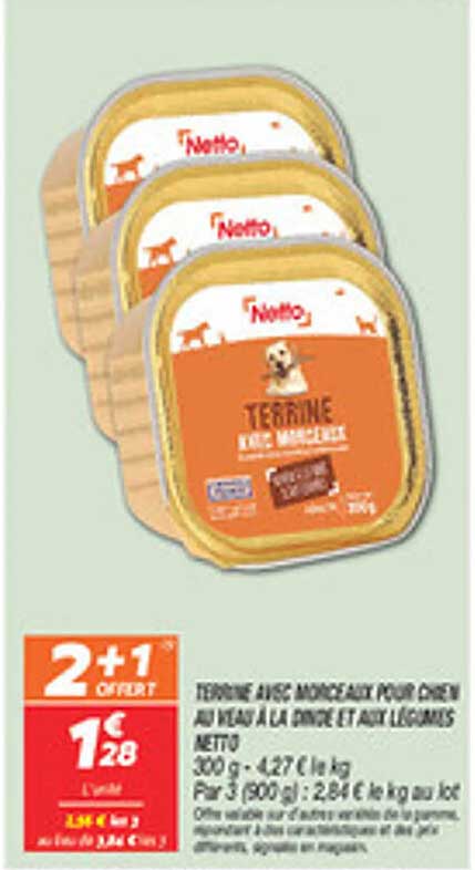 TERRINE AU MOUSSELINE POUR CHIEN AU NAAT A LA CAROTTE ET AUX LEGUMES NETTO