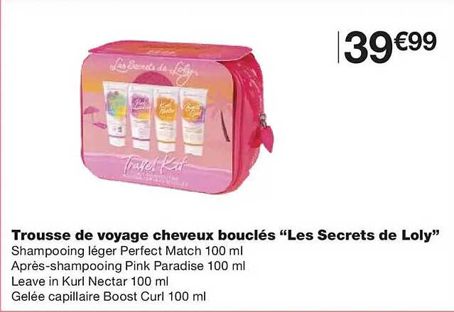 Trousse de voyage cheveux bouclés “Les Secrets de Loly”