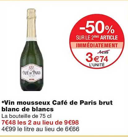 Vin mousseux Café de Paris brut blanc de blancs