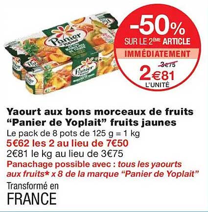 Yaourt aux bons morceaux de fruits “Panier de Yoplait” fruits jaunes