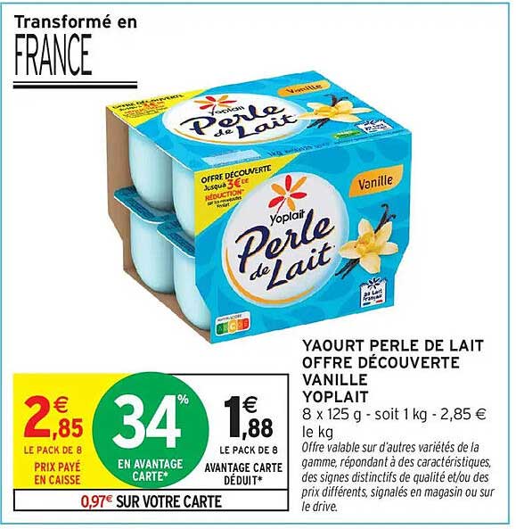 YAOURT PERLE DE LAIT OFFRE DÉCOUVERTE VANILLE YOPLAIT