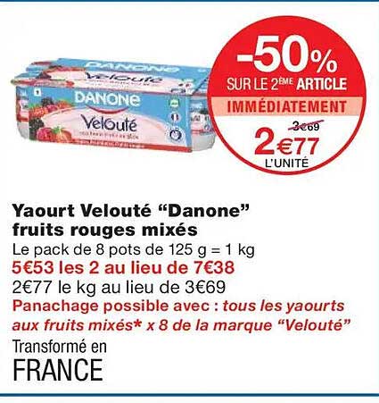 Yaourt Velouté “Danone” fruits rouges mixés